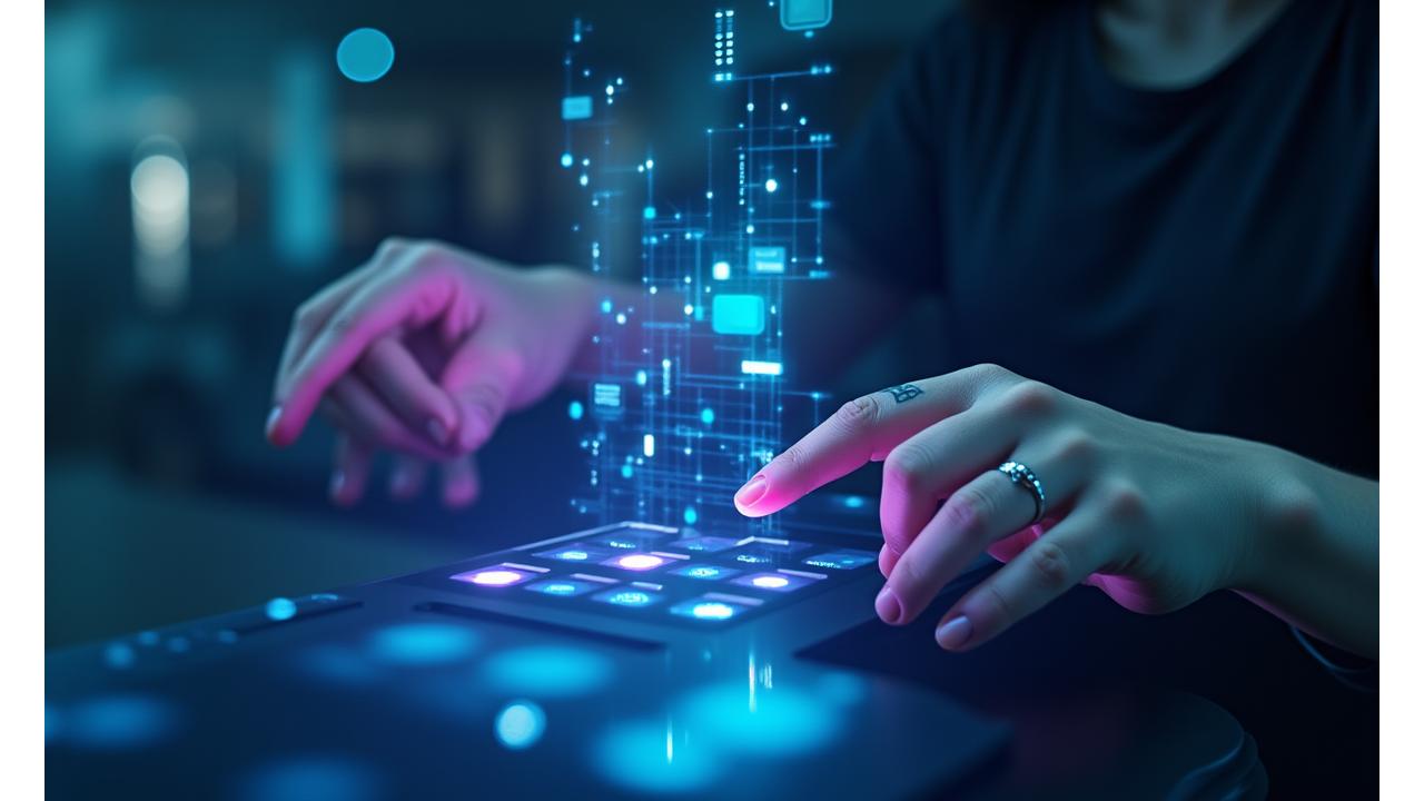 Illustration of a person interacting with a control panel, symbolizing user control over personal data and privacy settings.